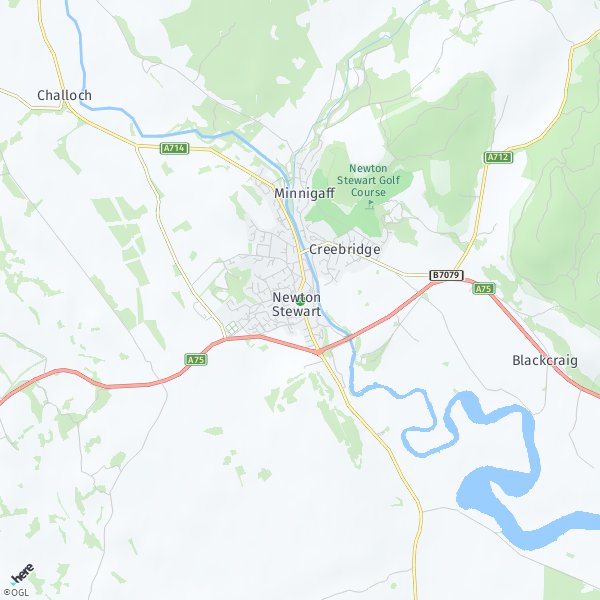 HERE Map of Newton Stewart, UK